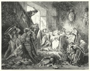 Tornerose; Tornerose (gravering) af Gustave Dore