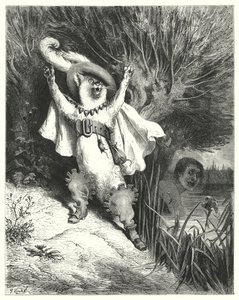 Mesterkatten eller pusset i støvler; Puss In Boots (gravering) af Gustave Dore