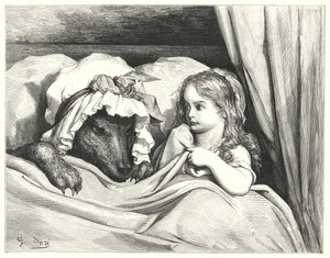 Le Petit Chaperon Rouge; Rødhætte (gravering) af Gustave Dore