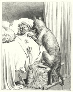 Le Petit Chaperon Rouge; Rødhætte (gravering) af Gustave Dore