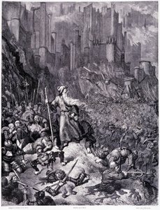 Kampene, plade IX - Illustration af Gustave Dore (1832-1883), til La legende du Jeif wandering af Pierre Dupont, udgave Librairie du Magasin Picturesque, Paris 1862 af Gustave Dore