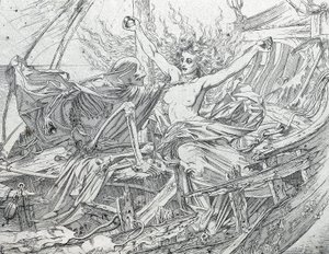 Liv og død tegner besætningens skæbne ved lodtrækning af Gustave Dore