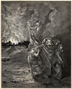 Lot og hans døtre flygter fra Sodoma af Gustave Dore