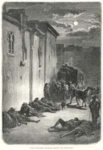 Natlig flid mellem Gerona og Perpignan (kobberstik) af Gustave Dore