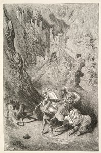 På vej til det grønne kapel, fra Stories of the Days of King Arthur af Charles Henry Hanson, pub.1898 af Gustave Dore
