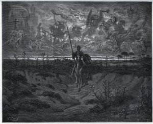 På denne rejse talte vores helt nye eventyrer til sig selv - fra "Don Quixote de la Mancha" af Miguel Cervantes af Gustave Dore