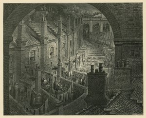 Over London med tog af Gustave Dore