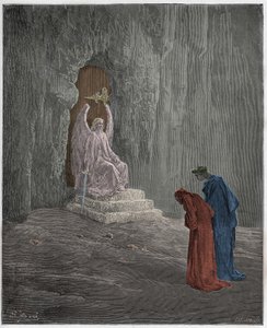 Purgatorio, Canto 9: Dante og Virgil ved skærsildens portaler, illustration fra "Den guddommelige komedie" af Dante Alighieri, 1885 af Gustave Dore