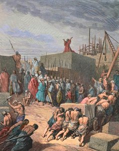 Rebuilding the temple in Jerusalem, engraving by Gustave Doredani af Gustave Dore