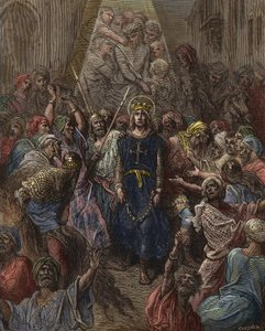 Saint Louis taget til fange i Mansoura, under det 7. korstog i 1250 - kong Louis IX (1214-70) fange i Egypten - gravering af Gustave Dore - fra History of the Crusades af Joseph-Francois Michaud af Gustave Dore