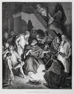 Sankt Peter fornægter Kristus, illustration fra Dore-bibelen af Gustave Dore