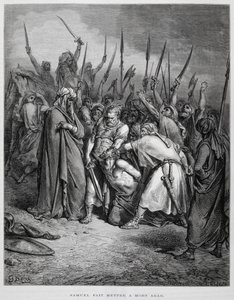Samuel dræber Agag, illustration fra Dore-bibelen af Gustave Dore