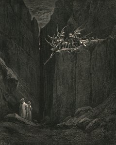 Næppe havde fødderne nået til det laveste af sengen under, ca. 1890. af Gustave Dore