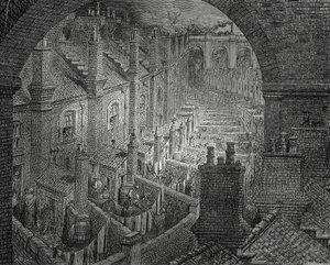Slumkvarterer i London, gravering af Gustave Dore (1832-1883) af Gustave Dore