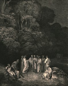 Så jeg så forenet den lyse skole af ham, monarken af sublimeste sang, c1890. af Gustave Dore