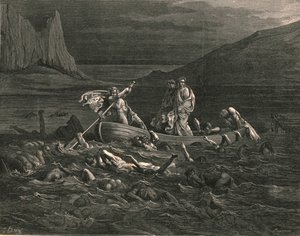 Snart begge gik om bord og skar bølgerne, c1890. af Gustave Dore