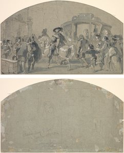 Gadescene (rekto); Skitser (omvendt) af Gustave Dore