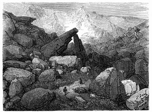 Chaos Trail, der fører til Cirque de Gavarnie: stik af Gustave Dore, der illustrerer bogen "Journey to the Pyrenees of Hippolyte Taine", Hachette 1860. af Gustave Dore