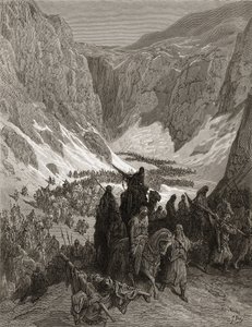 Den kristne hær i Judæas bjerge, illustration fra "Bibliotheque des Croisades" af J-F. Michaud, 1877 (litografi) af Gustave Dore