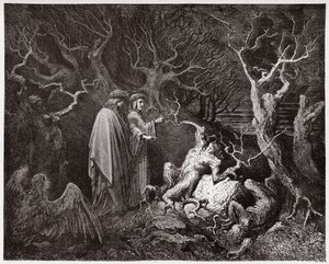 Den guddommelige komedie (La Divina Commedia, La Divine Comedie), Inferno, Canto 13: Selvmordene i skoven - af Dante Alighieri (1265-1321) - Illustration af Gustave Dore (1832-1883) af Gustave Dore