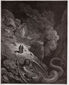 Den guddommelige komedie (La Divina Commedia, La Divine Comedie), Inferno, Canto 17: Geryon, symbol på bedrag - af Dante Alighieri (1265-1321) - Illustration af Gustave Dore (1832-1883) af Gustave Dore
