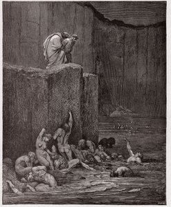 Den guddommelige komedie (La Divina Commedia, La Divine Comedie), Inferno, Canto 18: Forkælere og smigrer i den ottende cirkel - af Dante Alighieri (1265-1321) - Illustration af Gustave Dore (1832-1883) af Gustave Dore