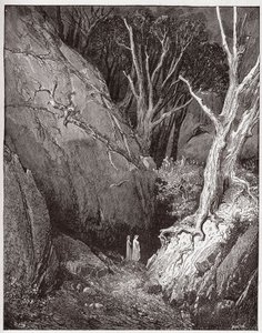 Den guddommelige komedie (La Divina Commedia, La Divine Comedie), Inferno, Canto 1: Virgil og Dante begynder deres rejse - af Dante Alighieri (1265-1321) - Illustration af Gustave Dore (1832-1883) af Gustave Dore