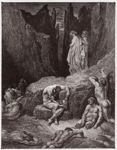 Den guddommelige komedie (La Divina Commedia, La Divine Comedie), Inferno, Canto 29: Virgil irettesætter Dantes nysgerrighed - af Dante Alighieri (1265-1321) - Illustration af Gustave Dore (1832-1883) af Gustave Dore