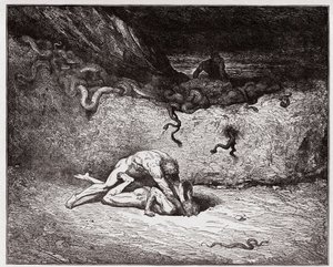 Den guddommelige komedie (La Divina Commedia, La Divine Comedie), Inferno, Canto 30: Forfalskernes pine i den niende bolgia (Gianni Schicchi) - af Dante Alighieri (1265-1321) - Illustration af Gustave Dore (1832-1883) af Gustave Dore
