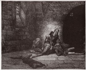Den guddommelige komedie (La Divina Commedia, La Divine Comedie), Inferno, Canto 33: Gaddo dør foran sin fars øjne - af Dante Alighieri (1265-1321) - Illustration af Gustave Dore (1832-1883) af Gustave Dore