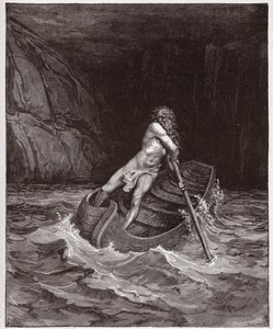 Den guddommelige komedie (La Divina Commedia, La Divine Comedie), Inferno, Canto 3: Charon (Caron) ved floden Acheron - af Dante Alighieri (1265-1321) - Illustration af Gustave Dore (1832-1883) af Gustave Dore