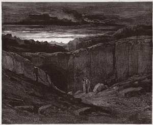 Den guddommelige komedie (La Divina Commedia, La Divine Comedie), Inferno, Canto 3: Virgil og Dante ved helvedes porte - af Dante Alighieri (1265-1321) - Illustration af Gustave Dore (1832-1883) af Gustave Dore