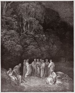 Den guddommelige komedie (La Divina Commedia, La Divine Comedie), Inferno, Canto 4: Homer, digterne og heltene i Limbo - af Dante Alighieri (1265-1321) - Illustration af Gustave Dore (1832-1883) af Gustave Dore