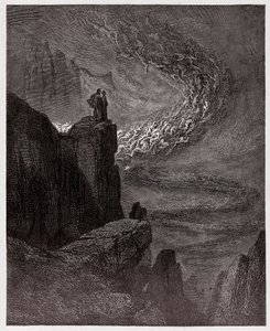Den guddommelige komedie (La Divina Commedia, La Divine Comedie), Inferno, Canto 5: Minos dømmer overtrædelserne og sender sjælene - af Dante Alighieri (1265-1321) - Illustration af Gustave Dore (1832-1883) af Gustave Dore