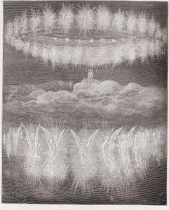 Den guddommelige komedie (La Divina Commedia, La Divine Comedie), Paradiso, Canto 12: Ringene af glorificerede sjæle i solen - af Dante Alighieri (1265-1321) - Illustration af Gustave Dore (1832-1883) af Gustave Dore