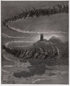 Den guddommelige komedie (La Divina Commedia, La Divine Comedie), Paradiso, Canto 18: I Jupiters sfære kredser de velsignede sjæle for at danne bogstaver - af Dante Alighieri (1265-1321) - Illustration af Gustave Dore (1832-1883) af Gustave Dore