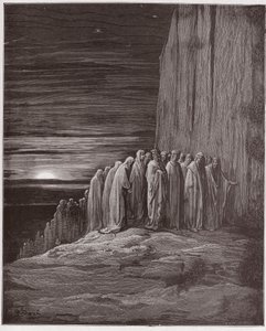 Den guddommelige komedie (La Divina Commedia, La Divine Comedie), Purgatorio, Canto 18: Mængden af ​​dovendyr - af Dante Alighieri (1265-1321) - Illustration af Gustave Dore (1832-1883) af Gustave Dore