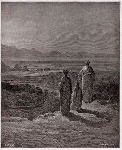 Den guddommelige komedie (La Divina Commedia, La Divine Comedie), Purgatorio, Canto 1: Dante knæler foran Statius - af Dante Alighieri (1265-1321) - Illustration af Gustave Dore (1832-1883) af Gustave Dore
