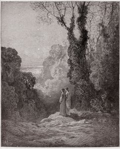 Den guddommelige komedie (La Divina Commedia, La Divine Comedie), Purgatorio, Canto 1: Digterne ser skønheden ved Venus på morgenhimlen - af Dante Alighieri (1265-1321) - Illustration af Gustave Dore (1832-1883) af Gustave Dore