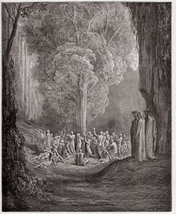 Den guddommelige komedie (La Divina Commedia, La Divine Comedie), Purgatorio, Canto 24: De frådsende sjæle, der skriger under træet - af Dante Alighieri (1265-1321) - Illustration af Gustave Dore (1832-1883) af Gustave Dore