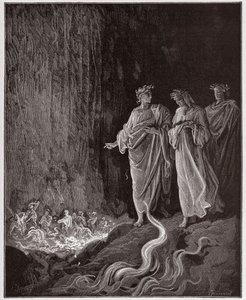 Den guddommelige komedie (La Divina Commedia, La Divine Comedie), Purgatorio, Canto 25: Digterne i den syvende cirkel - af Dante Alighieri (1265-1321) - Illustration af Gustave Dore (1832-1883) af Gustave Dore