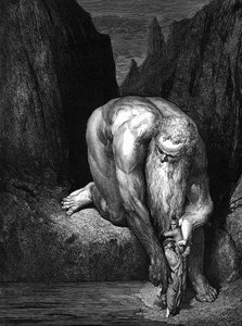 Den guddommelige komedie af Dante: Den kæmpe antaeus. af Gustave Dore