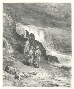 La Fontaines fabler: Jupiter og den rejsende (kobberstik) af Gustave Dore