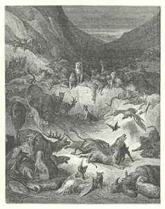 La Fontaines fabler: Dyrene, der er syge af pest (kobberstik) af Gustave Dore