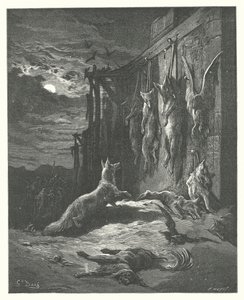 La Fontaines fabler: Den engelske ræv (kobberstik) af Gustave Dore