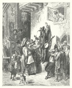 La Fontaines fabler: Den gale mand, der solgte visdom (kobberstik) af Gustave Dore