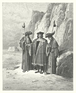 La Fontaines fabler: The Oyster and its Claimants (kobberstik) af Gustave Dore