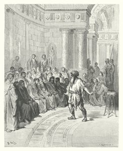 La Fontaines fabler: Bonden fra Donau (kobberstik) af Gustave Dore