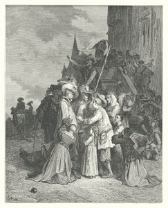 La Fontaines fabler: Gribbene og duerne (kobberstik) af Gustave Dore