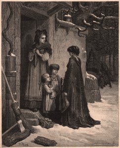 Græshoppen og myren, illustration fra fablen af Jean de la Fontaine af Gustave Dore